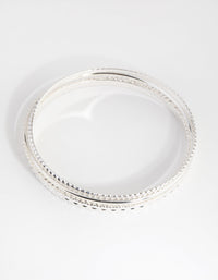 Silver Mix Texture 4-Pack Bangle Bracelets - link has visual effect only