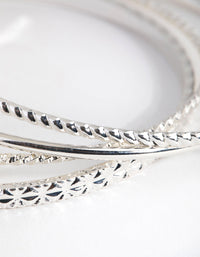 Silver Mix Texture 4-Pack Bangle Bracelets - link has visual effect only