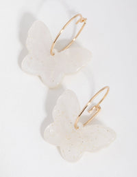 Gold Acrylic Butterfly Hoop Earrings - link has visual effect only