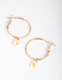 Gold Bead Daisy Hoop Earrings - link has visual effect only
