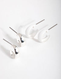 Mixed Metal Chubby Huggie 2-Pack Earring - link has visual effect only