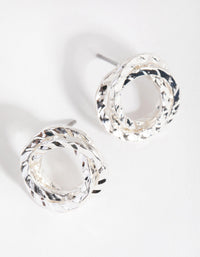 Silver Diamond Cut Interlapped Stud Earrings - link has visual effect only