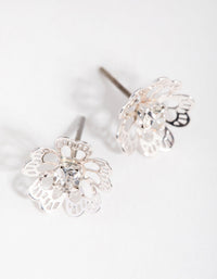 Silver Diamante Stamp Flower Stud Earrings - link has visual effect only
