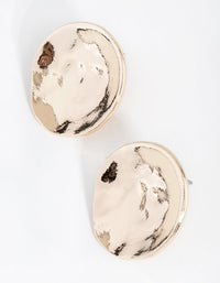 Gold Wave Textured Disc Stud Earrings - link has visual effect only