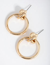 Gold Tube Knot Hoop Drop Earrings - link has visual effect only