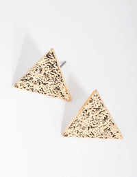 Gold Crater Triangle Stud Earrings - link has visual effect only