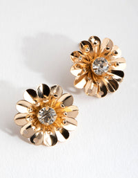 Gold Metal Flower Stud Earrings - link has visual effect only
