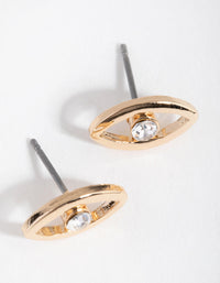 Gold Diamante Eye Stud Earrings - link has visual effect only