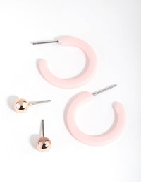 Rose Gold Stud and Acrylic Hoop 2-Pack Earring - link has visual effect only