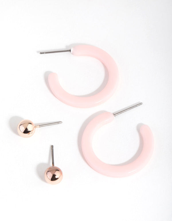Rose Gold Stud and Acrylic Hoop 2-Pack Earring