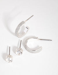 Silver Glitter Paper 2-Pack Stud Earring - link has visual effect only