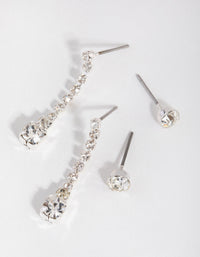Silver Long Drop 2-Pack Stud Earring - link has visual effect only