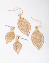 Gold Filigree Metal Leaf 2-Pack Earring - link has visual effect only
