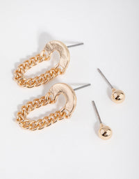 Gold Arch and Chain 2-Pack Stud Earring - link has visual effect only