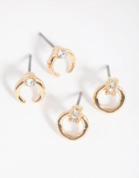 Gold Cresent 2-Pack Stud Earring - link has visual effect only