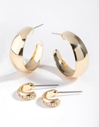 Gold Diamante Hoop 2-Pack Earring - link has visual effect only
