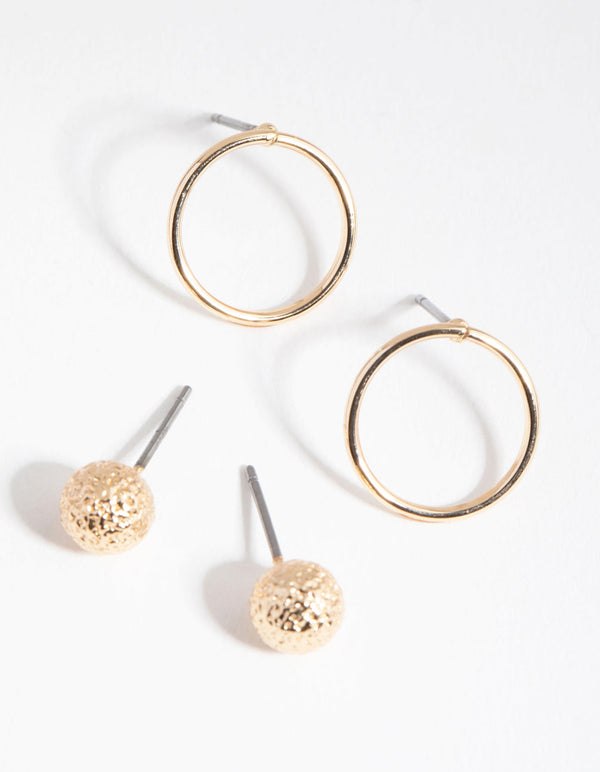 Gold Open Disc 2-Pack Stud Earring