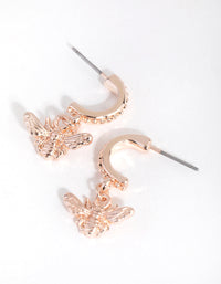Rose Gold Mini Bee Huggie Earrings - link has visual effect only