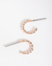 Rose Gold Mini Twist Huggie Earrings - link has visual effect only