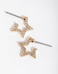 Gold Diamante Star Huggie Earrings - link has visual effect only