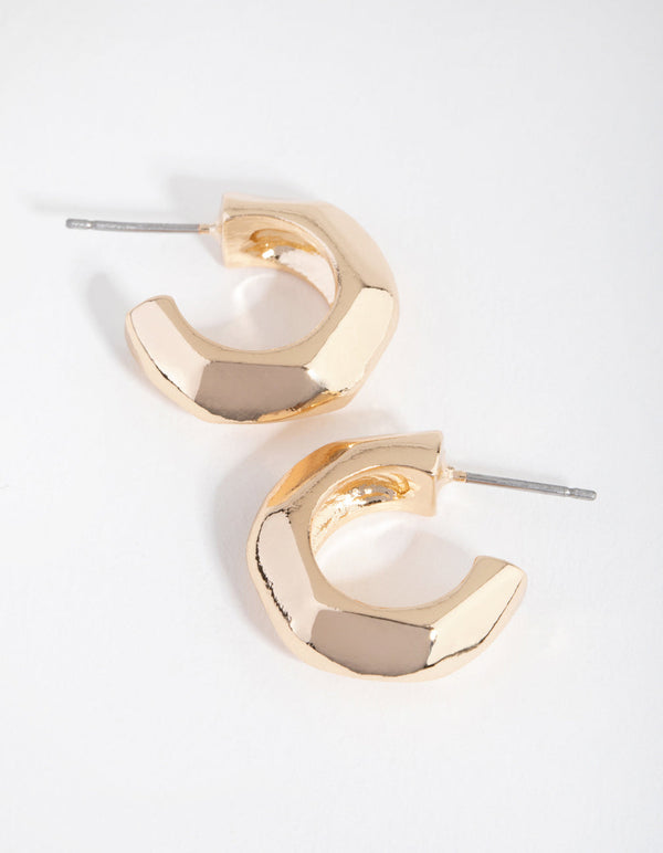 Gold Chunky Edge Huggie Earrings