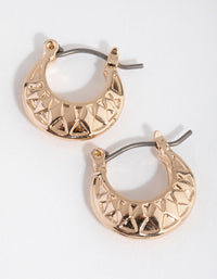 Gold Carved Huggie Earrings - link has visual effect only