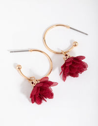 Fabric Flower Open Hoop Earrings - link has visual effect only