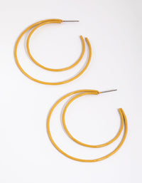 Yellow Double Row Open Hoop Earrings - link has visual effect only