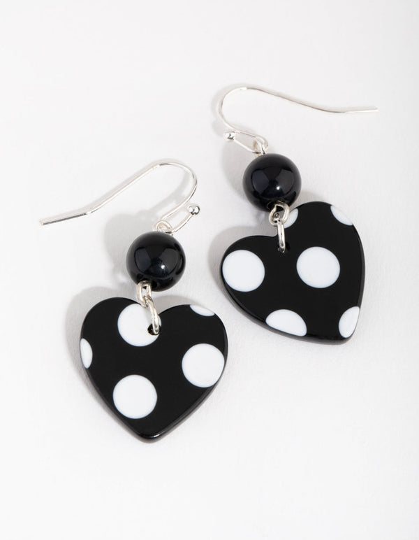 Acrylic Polka Dot Heart Earrings