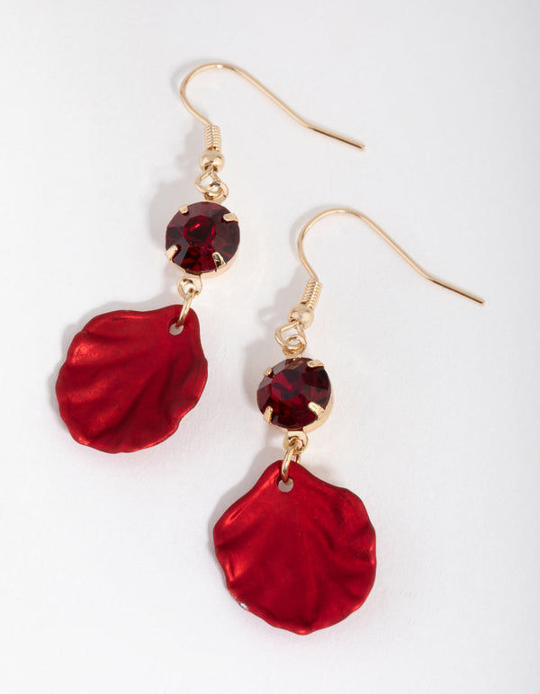 Gold Diamante Coated Petal Earrings
