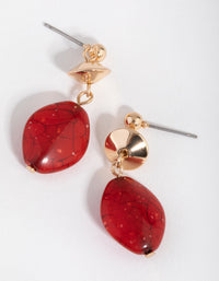 Gold Ufo Marble Stone Drop Earrings - link has visual effect only