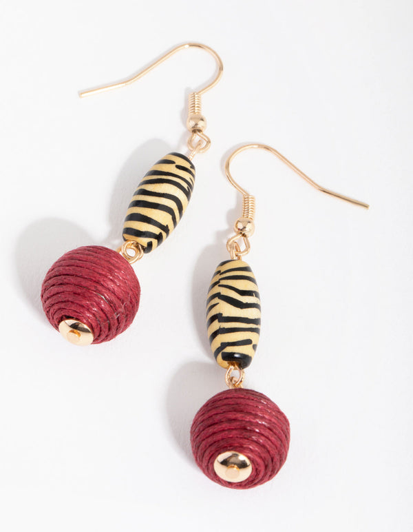 Gold Thread Leopard Wrap Earrings