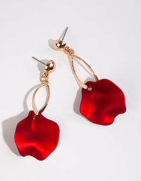 Red Pearlised Petal Drop Earrings - link has visual effect only