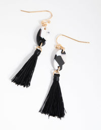 Gold Oval Acrylic Tassel Drop Earrings - link has visual effect only