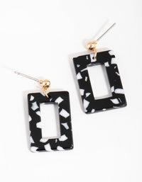 Gold Open Rectangle Acrylic Earrings - link has visual effect only