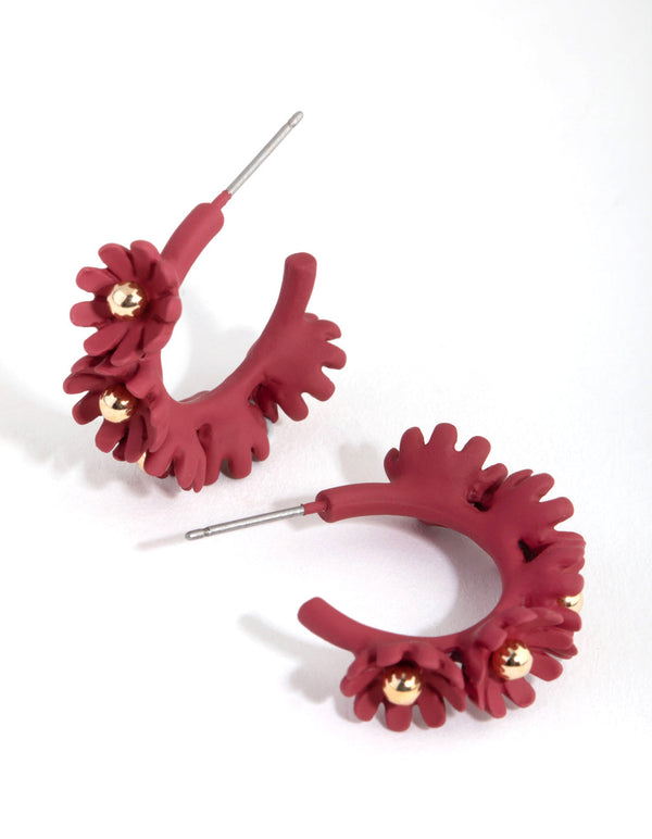 Matte Flower Hoop Earrings