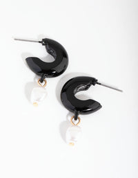 Acrylic Pearl Drop Huggie Earrings - link has visual effect only