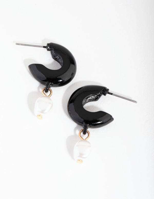 Acrylic Pearl Drop Huggie Earrings