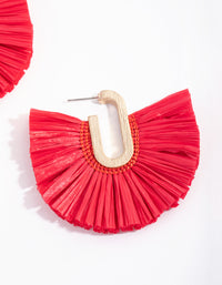 Gold Small Rafia Fan Hoop Earrings - link has visual effect only