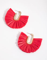 Gold Small Rafia Fan Hoop Earrings - link has visual effect only
