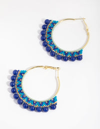 Gold Mixed Bead Fan Hoop Earrings - link has visual effect only