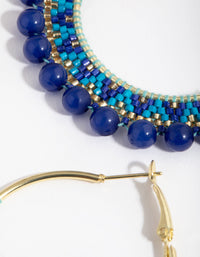 Gold Mixed Bead Fan Hoop Earrings - link has visual effect only