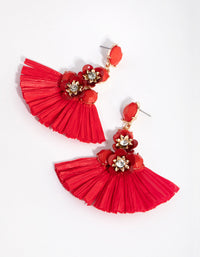 Gold Flower Diamante Paper Tassel Earrings - link has visual effect only