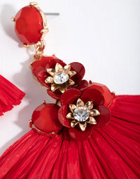 Gold Flower Diamante Paper Tassel Earrings - link has visual effect only