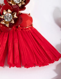 Gold Flower Diamante Paper Tassel Earrings - link has visual effect only