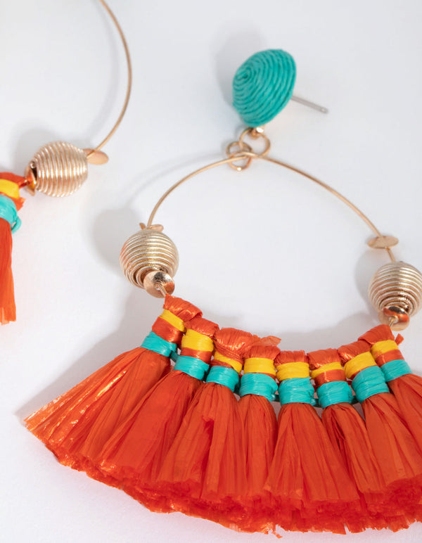 Gold Fine Wire Tassel Drop Earrings