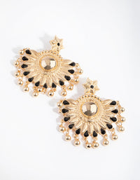 Gold Etched Star Drop Earrings - link has visual effect only