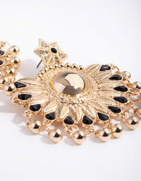 Gold Etched Star Drop Earrings - link has visual effect only