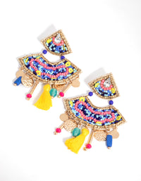 Beaded Colourful Tassel Drop Earrings - link has visual effect only