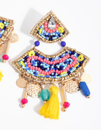 Beaded Colourful Tassel Drop Earrings - link has visual effect only